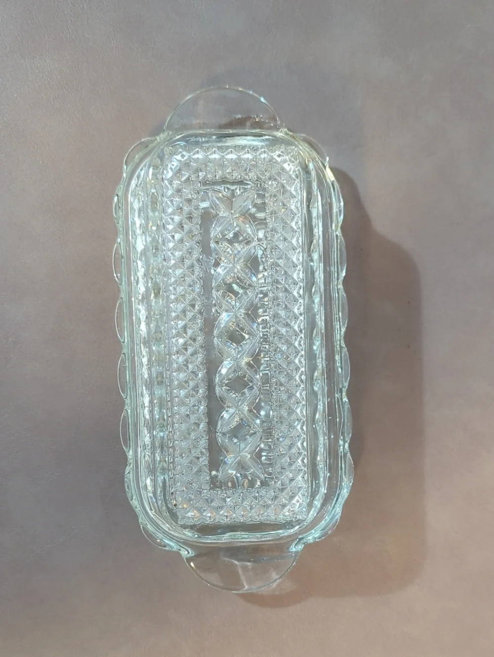 Vintage Anchor Hocking Wexford Clear Pressed Glass Covered Butter Dish
